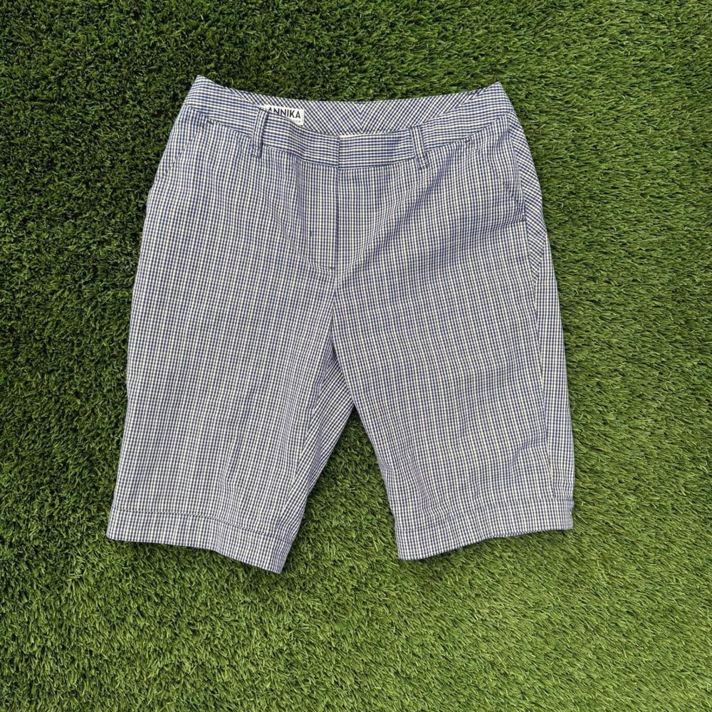 Cutter & Buck Annika Women's Gingham Print Shorts Size 8 Blue‎ Yellow